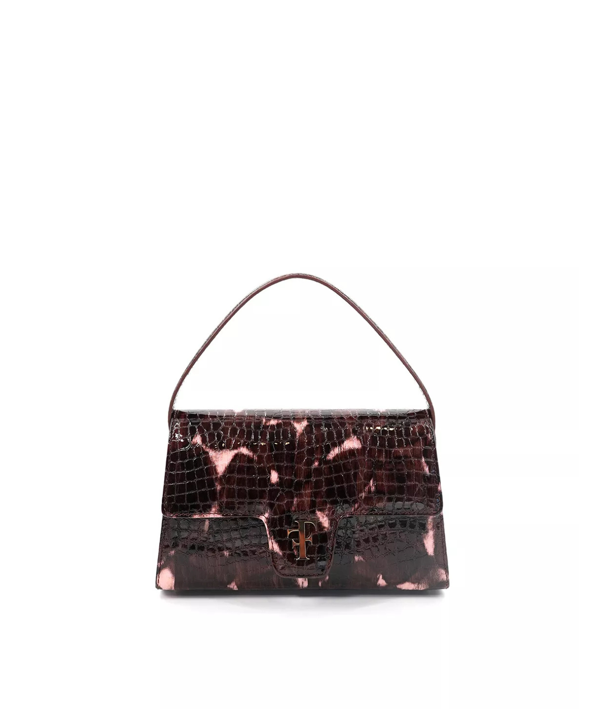LE SAC FF23 CUIR FAÇON Croco Rose et Brun