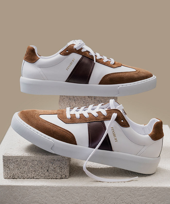 Baskets LEO Blanc et Marron