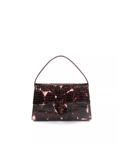 LE SAC FF23 CUIR FAÇON Croco Rose et Brun