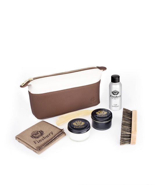 Trousse de voyage beige et marron