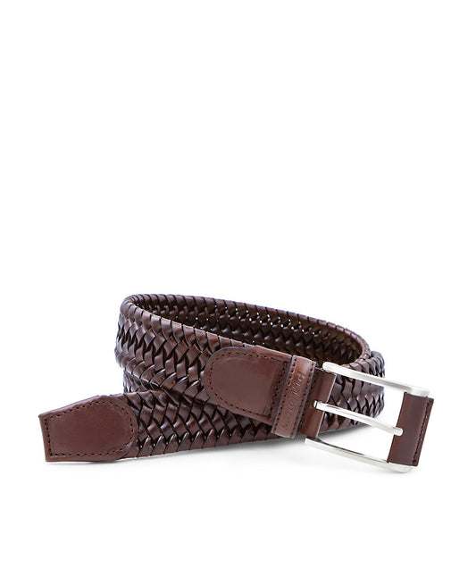 Ceinture cuir torsadé marron