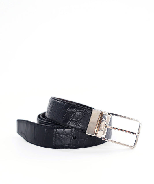 Ceinture Réversible Croco Noir et Maron