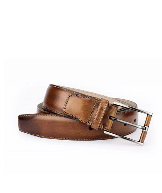 Ceinture Cuir Patiné Marron Nuancé