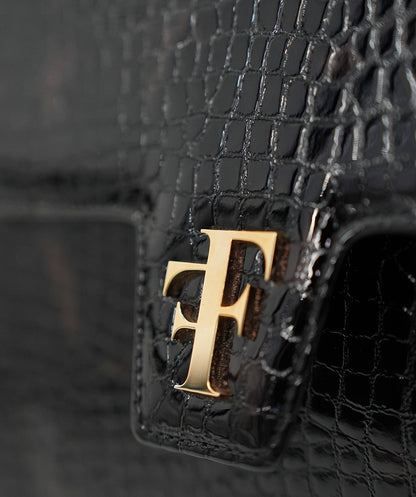 LE SAC FF23 CUIR Façon Croco Brun