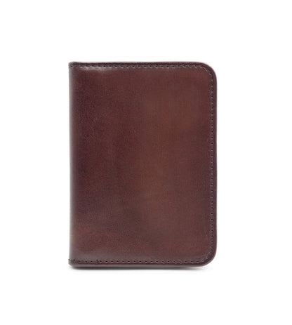 Porte-cartes à Deux Volets Marron Patiné